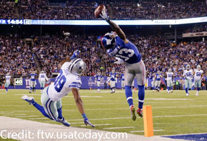 New York Giant's Odell Bekham Jr takes one of the best catches ever.